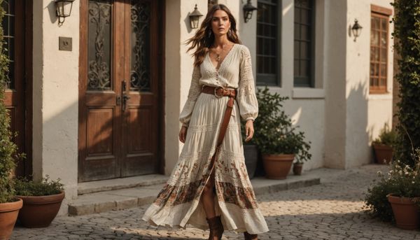 Assembler une robe bohème avec des bottines en cuir rock chic